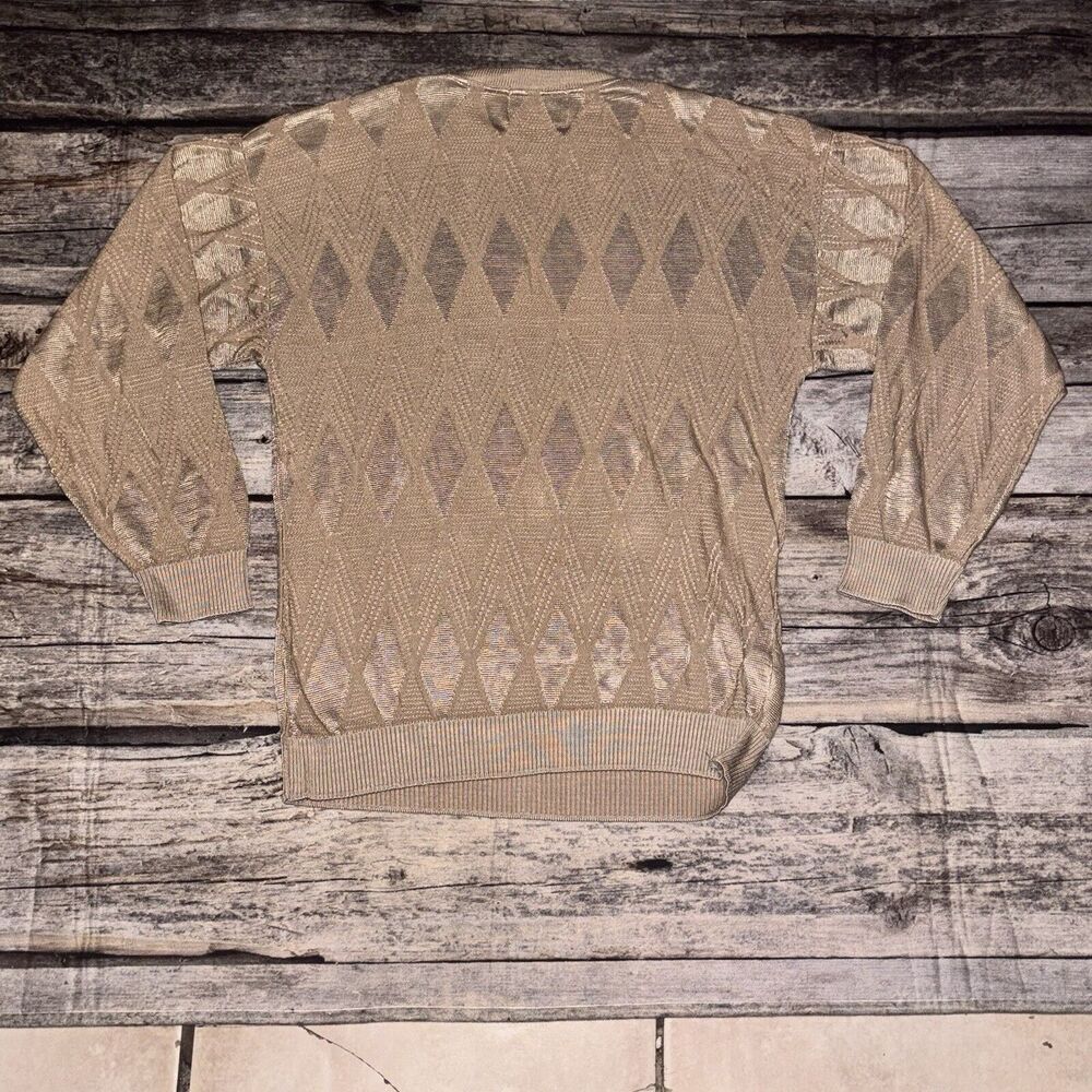Vintage Marco Peretti Collezione Diamond Textured Sweater USA Gold Size Small - Picture 6 of 6
